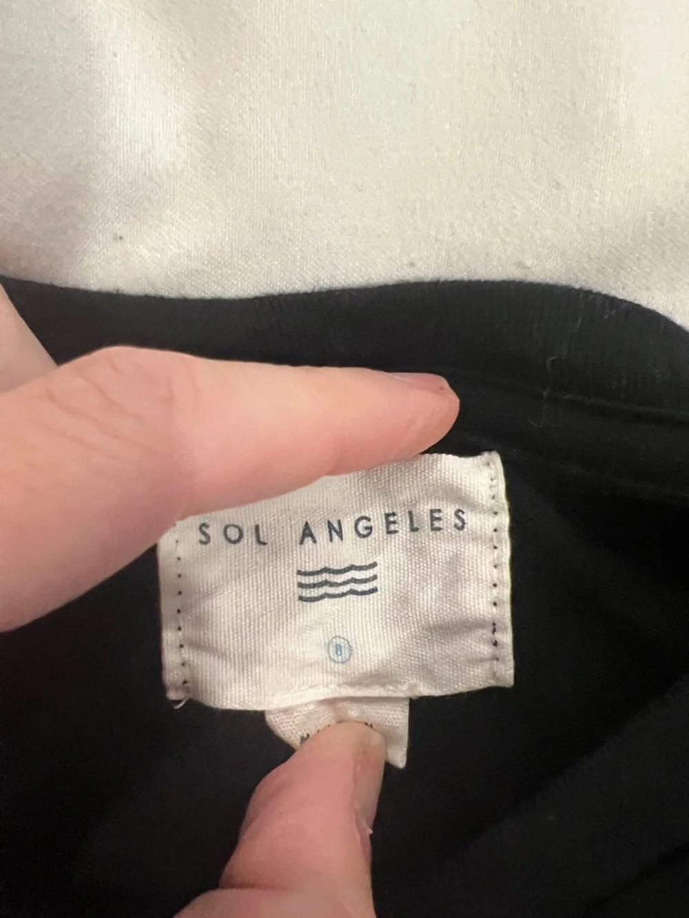 Sol Angeles Black Tee with White Label Detail